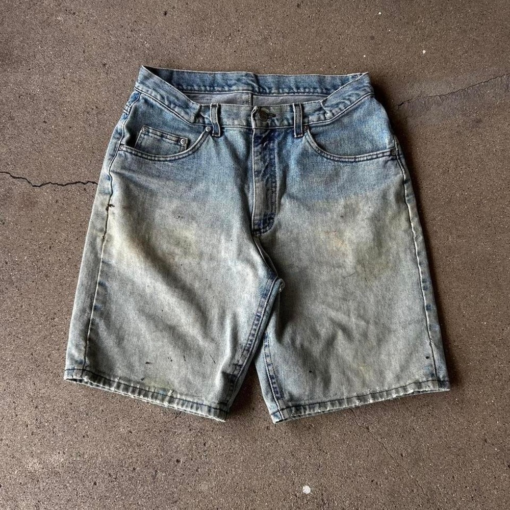 Vintage light wash distressed essential denim jean shorts jorts